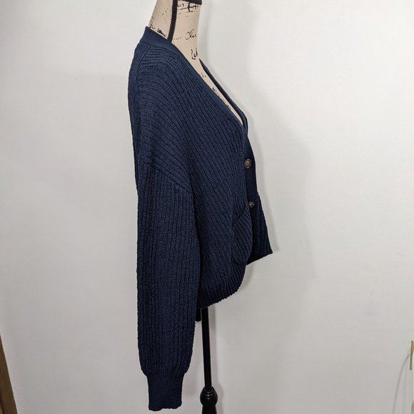 NWT J. Crew Cropped Patch Pocket Beach Cardigan Sweater Navy Size 2XL AY828 - Picture 10 of 13